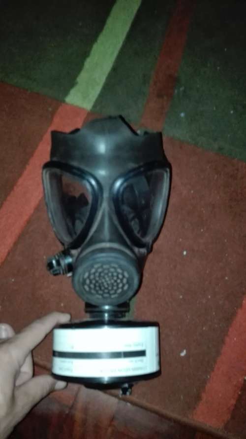 Gas mask looks to be all there double eyes
