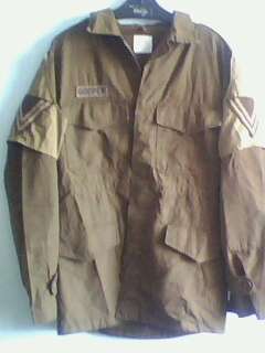 Army jacket & pants, with cotton belt. Name of Cooper on. Size XL.