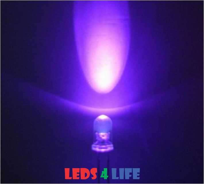 5mm UV 2 000 MCD Round Water Clear LED - R0.40 each