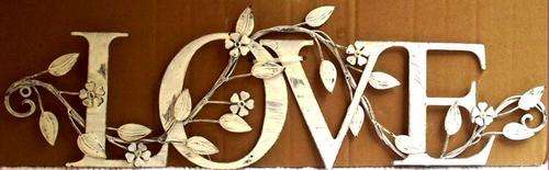 Love detailed wire iron wall hanging - 63 x 20 cm