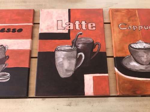 Espresso Latte Cappuccino Three paintings - 40 x 30 cm each painting