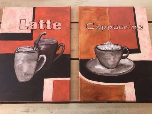 Espresso Latte Cappuccino Three paintings - 40 x 30 cm each painting