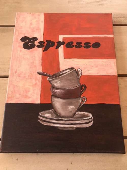 Espresso Latte Cappuccino Three paintings - 40 x 30 cm each painting
