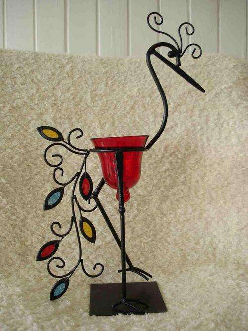 Red peacock candle stand