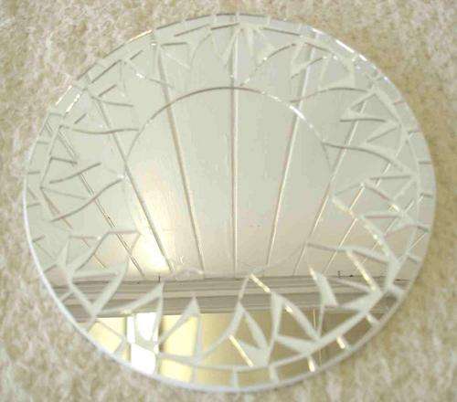 White sun mosaic round mirror 20 cm