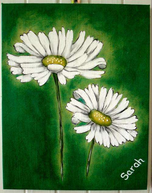 Set of daisy paintings 29,7 x 37,5 cm