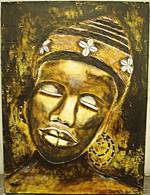Tilted African face painting - 61 x 46 cm
