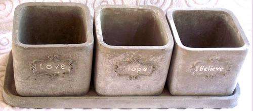 Three planter tray set  Love, Hope and Believe - 36 x 13.5 x 11 cm
