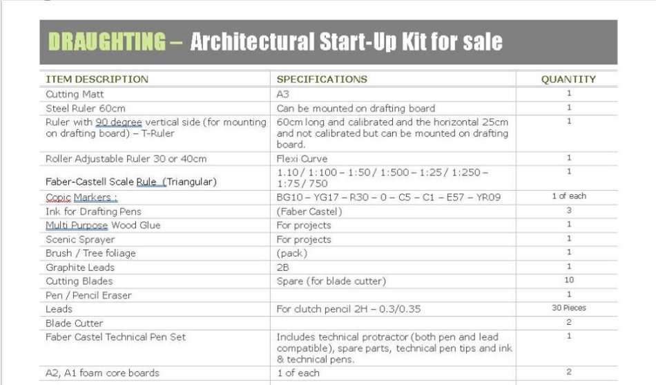 Architectural Drafting / Drawing Set