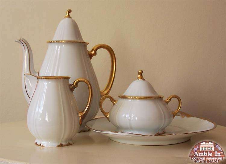Bavarian Tea Pot, Milk Jug, Suger Bowl and Plate - Amble In Antiques
