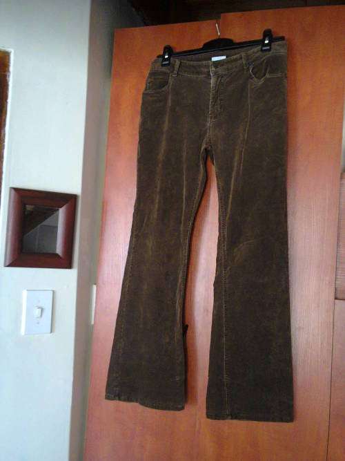 STRETCH RIBBED BROWN JEANS - 36