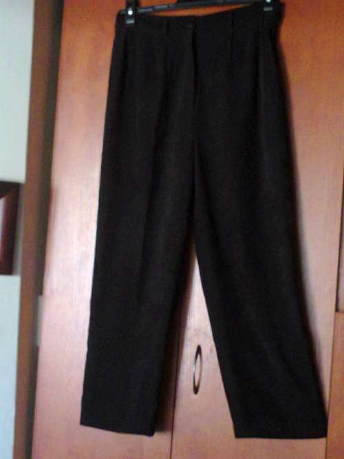 BLACK COTTON STRETCH HIGH WAIST PANTS - 12