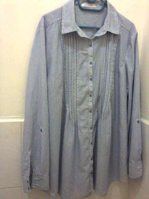 BLUE STRIPE SHIRT COTTON - WOOLWORTHS SIZE 22