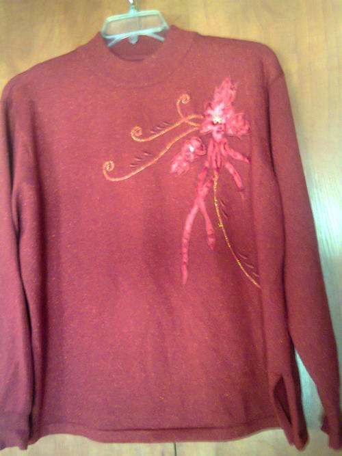 DARK RED TOP WITH SPARKLE - XXL
