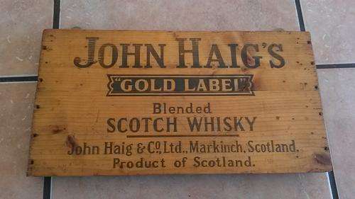 John Haig's "Gold Label" Wooden Crate Lid