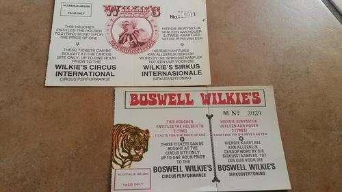 Old Boswell Wilkie Circus Tickets