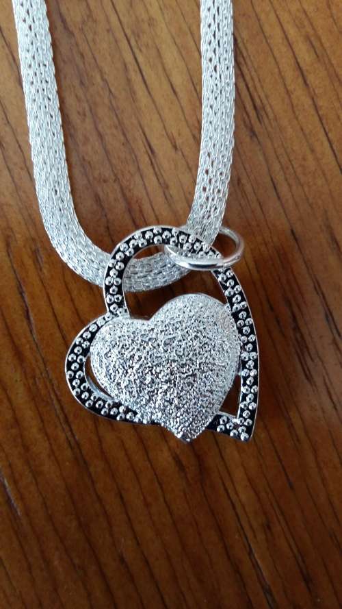 2015 New 925 Sterling Silver Chain Inlaid Stone Heart Necklaces Pendants For Women Fashion jewelry