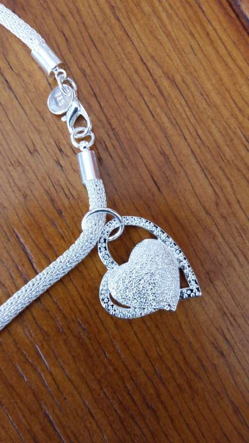 2015 New 925 Sterling Silver Chain Inlaid Stone Heart Necklaces Pendants For Women Fashion jewelry
