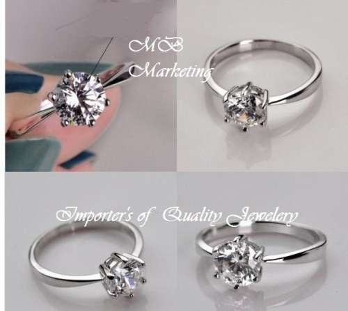 925 sterling silver engagement Ring 6 Claws 5mm AAA Swiss Arrows CZ Diamond