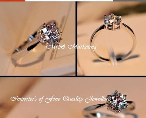925 sterling silver engagement Ring 6 Claws 5mm AAA Swiss Arrows CZ Diamond