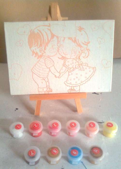 LITTLE ART SET WITH EASEL, PAINT & PICTURE