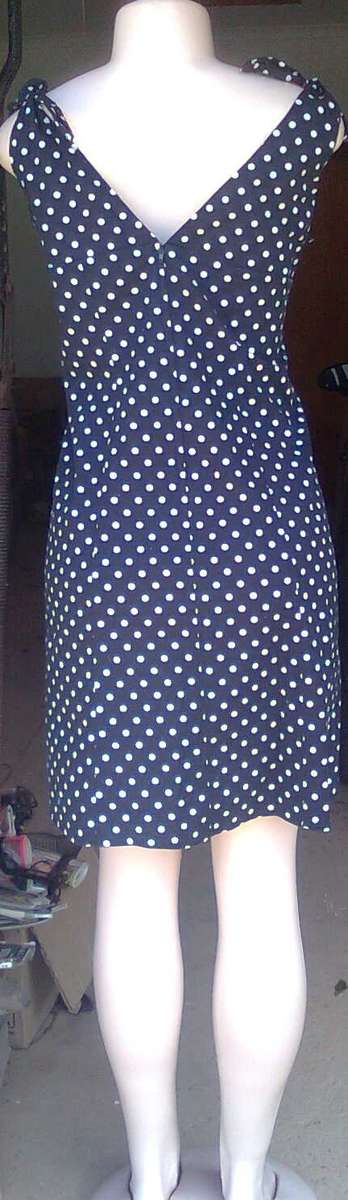 LITTLE BLACK DRESS WITH WHITE POLKA DOTS - SIZE:  16