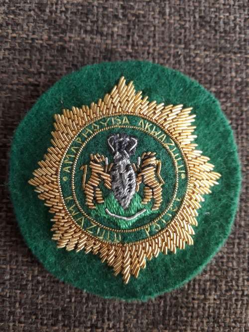 Kwazulu Police Senior Officer Cap Badge Bullion Wire on Felt