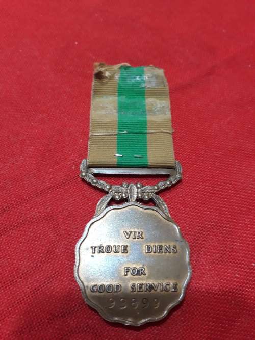SADF medal, 10 Years faithful service in permanent force, bronze- *numbered*