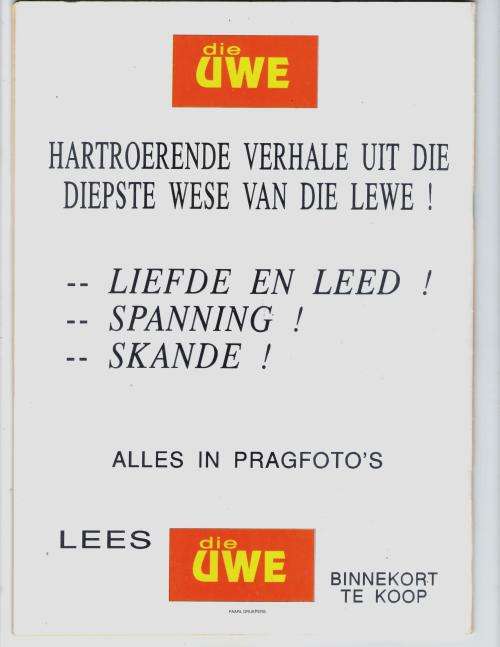 DIE UWE nr 2 fotoverhaal/fotoboek/photo story - SKAARS