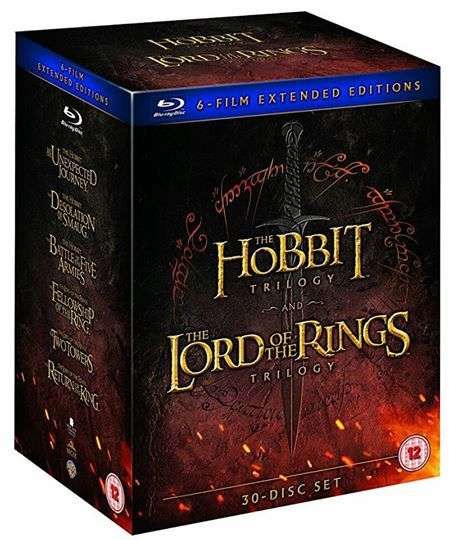 Middle Earth 6 movie, 30 disc Hobbit & Lord Of The Rings Blu-ray Extended Collection Box Set