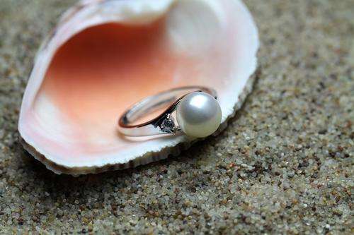 925 silver 7-8mm Pearl with zircon ring