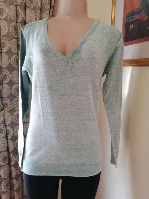 Green Vintage Wash V-Neck Jersey