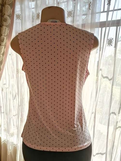 Pink Sleeveless Top With Black Polka-dots