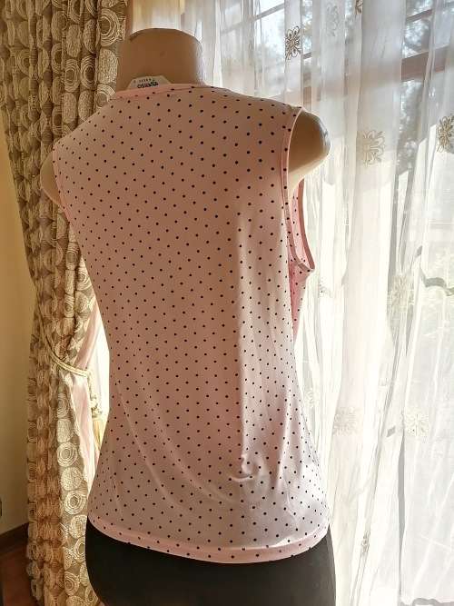 Pink Sleeveless Top With Black Polka-dots