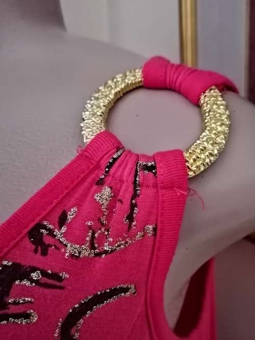 Pink Top With Gold Rings
