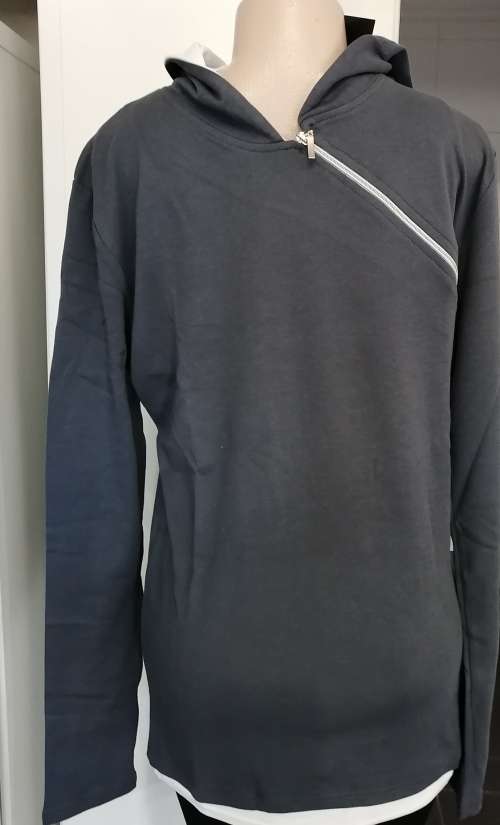 Grey Cross Chest Zip Hoody