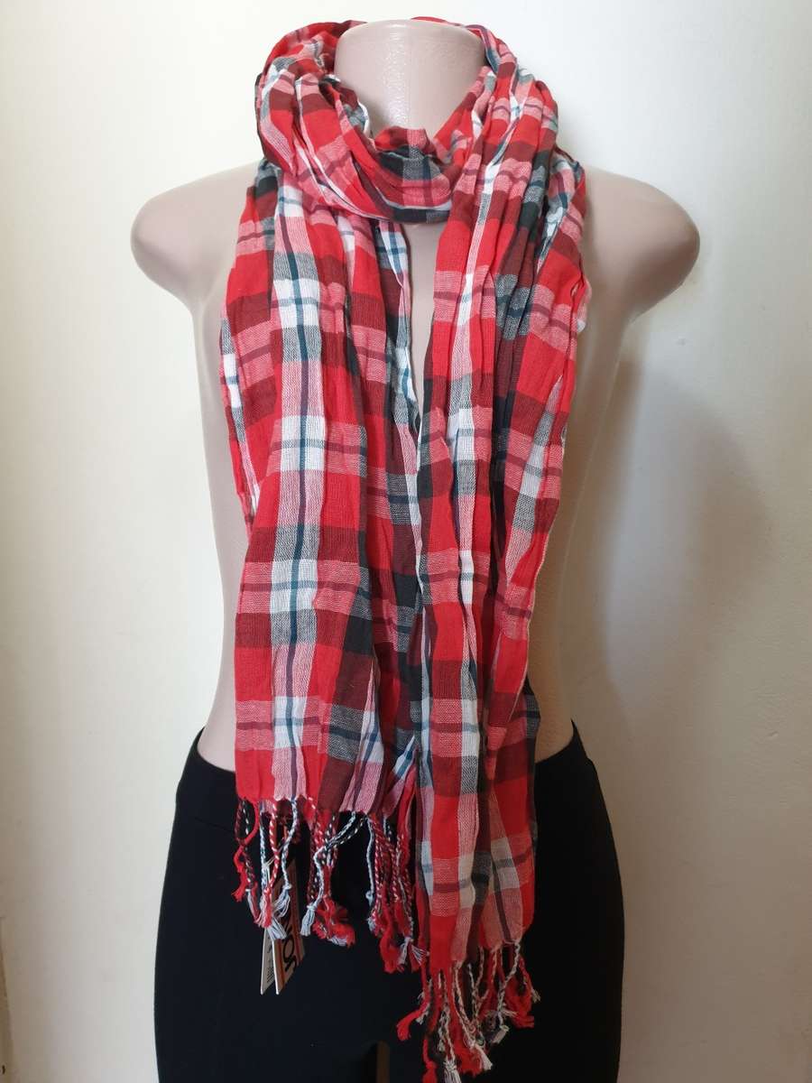 Jack and Jones Red Checkered Scarf
