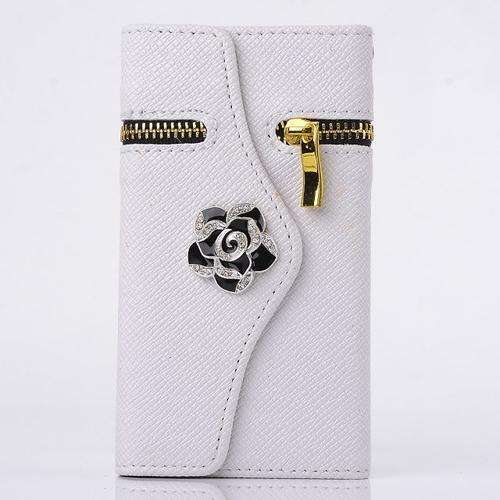 Flip PU Leather Wallet Cover for Galaxy S3 with Card Slots & Zipper -White & Screen Film 256A