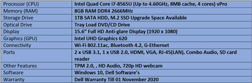 Brand New Demo Dell Latitude 3580 Intel Quad Core i7 - 8th Generation Notebook