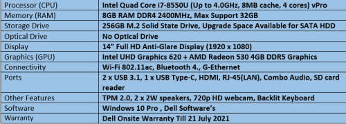 New Demo Dell Vostro 5471 - Intel Quad Core i7 - 8th Generation Notebook