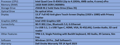 Brand New Demo Dell Latitude 5300 Touch-Screen Intel Quad Core i5 - 8th Generation Notebook