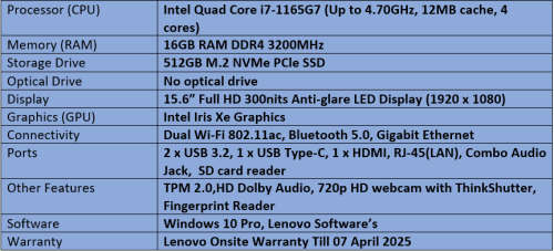 Lenovo Thinkbook E15 G2 - Intel Quad Core i7 - 11th Generation Notebook