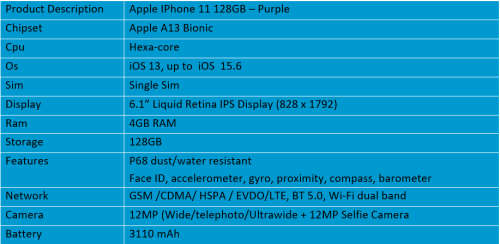 Apple IPhone 11 128GB - Purple