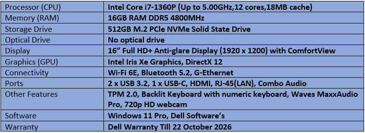 Dell Vostro 16 5630 - Intel Core i7 - 13th Generation Notebook