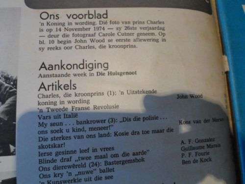 HUISGENOOT 10 JANUARIE 1975 ( WARREN THACKWELL BANKROWER , IAN JARDINE - MARATHON , BENNIE OLDEWAGE