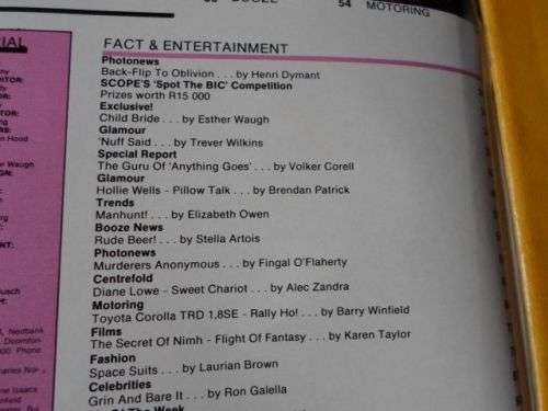 SCOPE 8 JULY 1983 ( CHILD BRIDE - ELIZE COETZEE , TOYOTA COROLLA TRD 1,8SE )