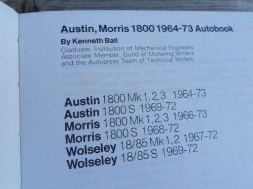 AUSTIN 1800 / MORRIS 1800 / WOLSELEY 1800 WORKSHOP MANUAL