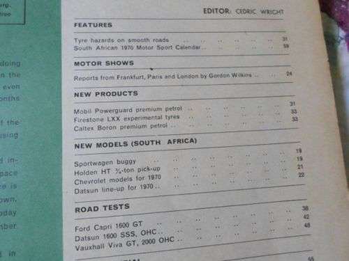 CAR NOVEMBER 1969 ( FORD CAPRI GT , DATSUN SSS , VAUXHALL VIVA GT , MERCEDES 280S )