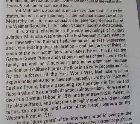 FOR KAISER AND HITLER - THE MEMOIRS OF LUFTWAFFE GENERAL ALFRED MAHNCKE 1910 - 1945