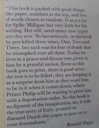 MUSSOLINI - - HIS PART IN MY DOWNFALL - SPIKE MILLIGAN ( WAR BIOGRAPHY VOL 4 )